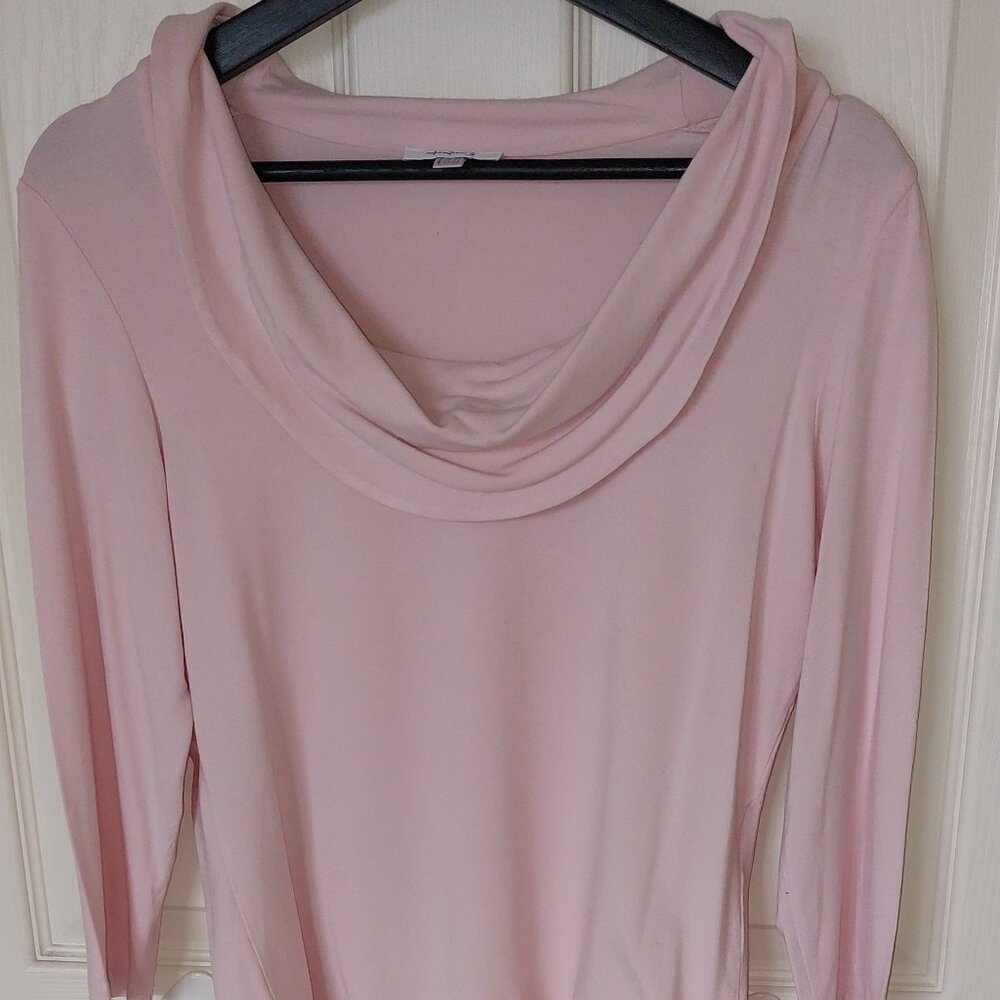 Pink top with 3/4 sleeves and collar draped - Maison 123